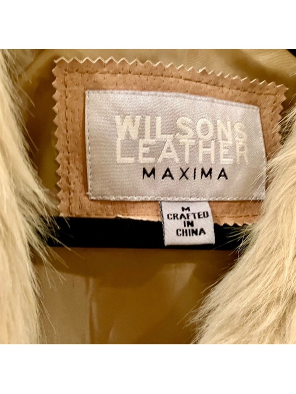 Wilson’s Leather Maxima Tan Suede Longline Coat with Faux Fur Collar - Picture 5 of 6